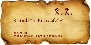 Kriván Kristóf névjegykártya