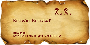 Kriván Kristóf névjegykártya